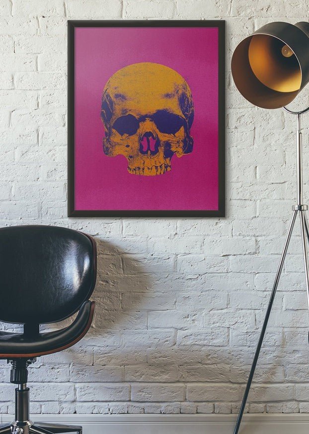 Pop Art Warhol Style Pink & Orange Skull Print