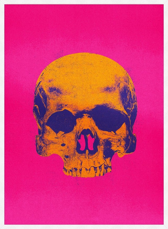 Pop Art Warhol Style Pink & Orange Skull Print