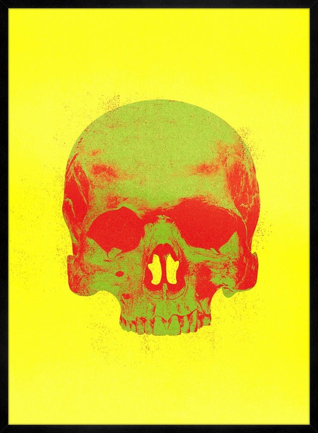 Pop Art Warhol Style Yellow & Green Skull Print
