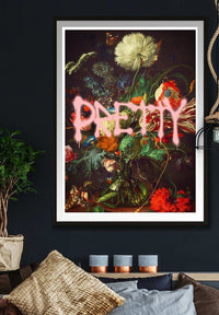 Pretty Flowers Vase Graffiti Painting Print