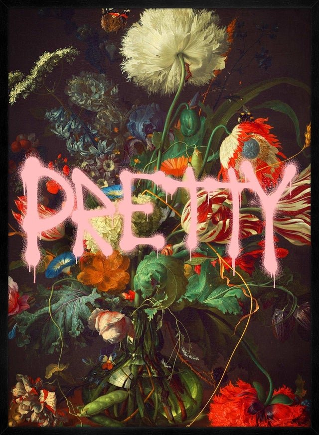Pretty Flowers Vase Graffiti Painting Print