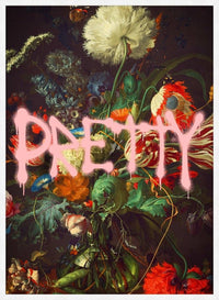 Pretty Flowers Vase Graffiti Painting Print