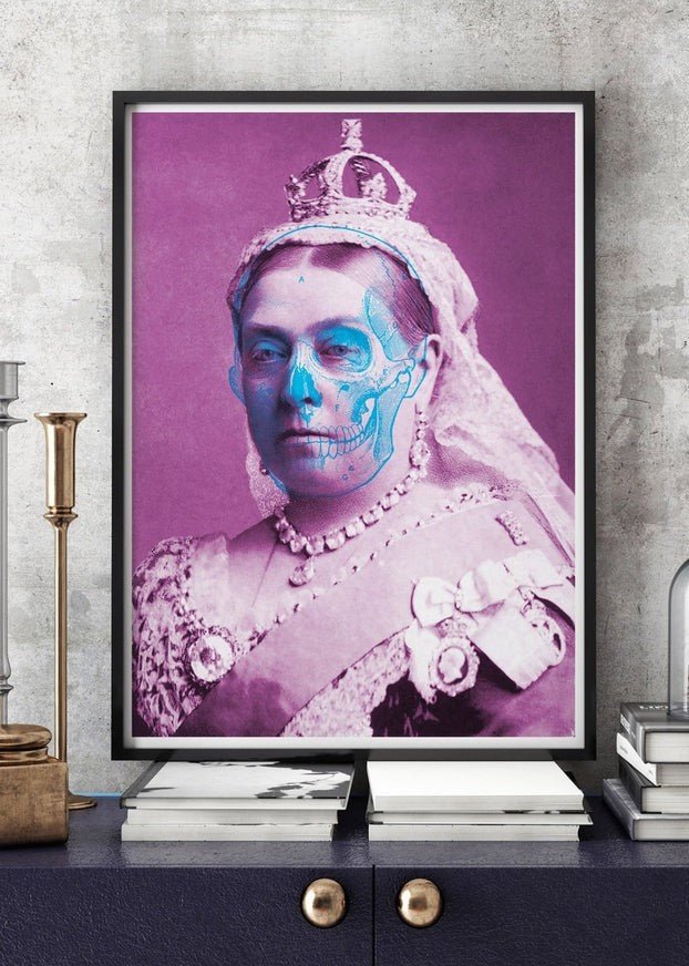 Queen Victoria Skull Colour Print-InkAndDrop