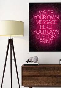 Red Neon Centered Black and Gold Print