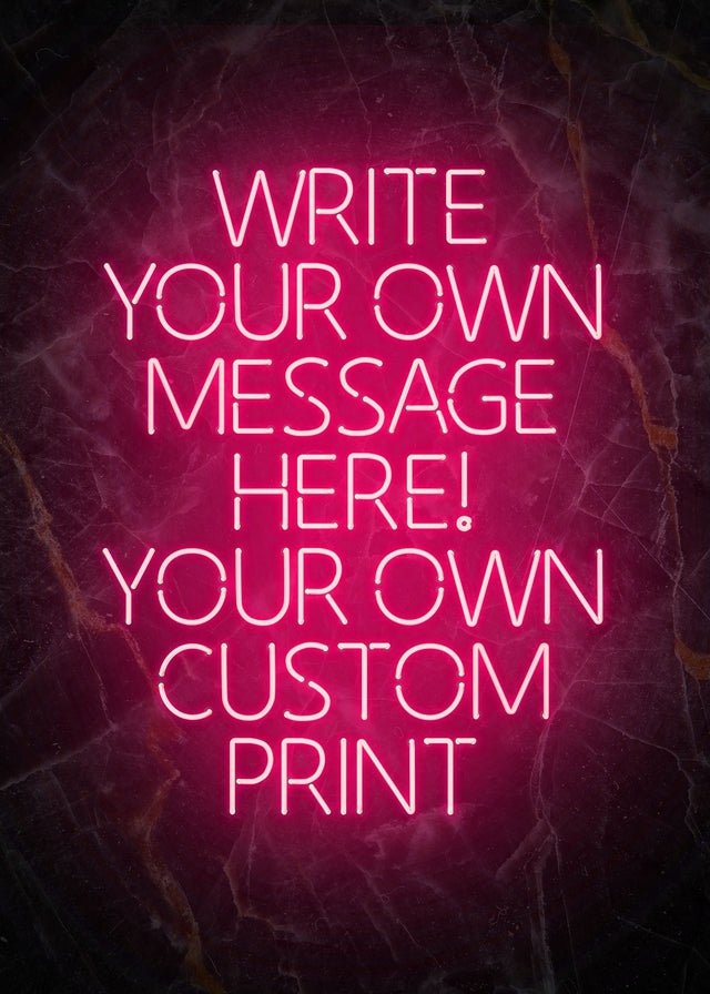 Red Neon Centered Black and Gold Print
