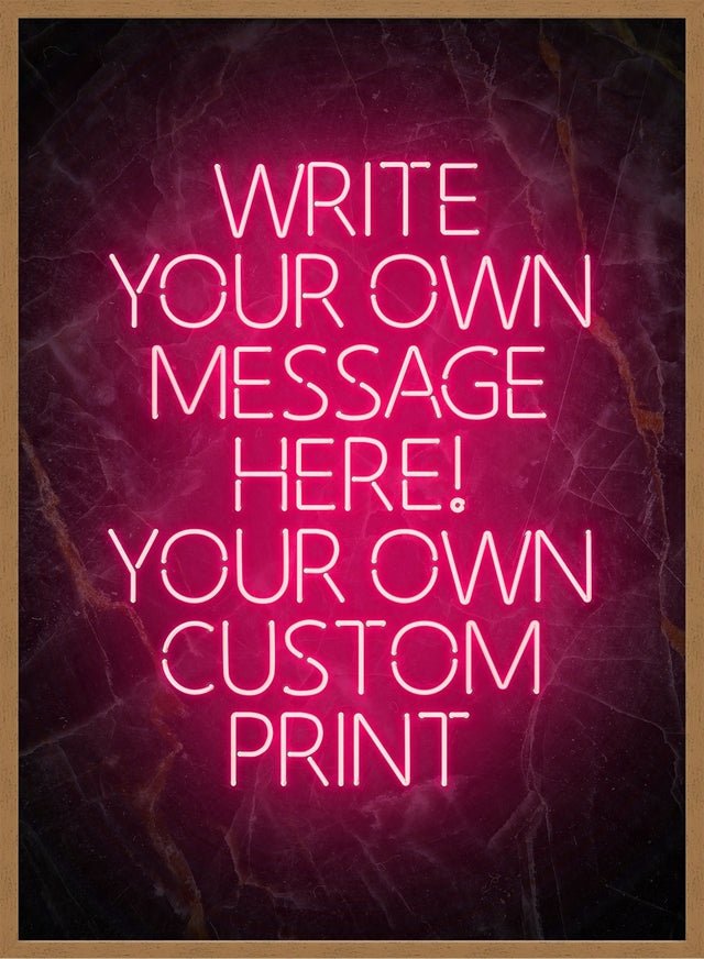 Red Neon Centered Black and Gold Print