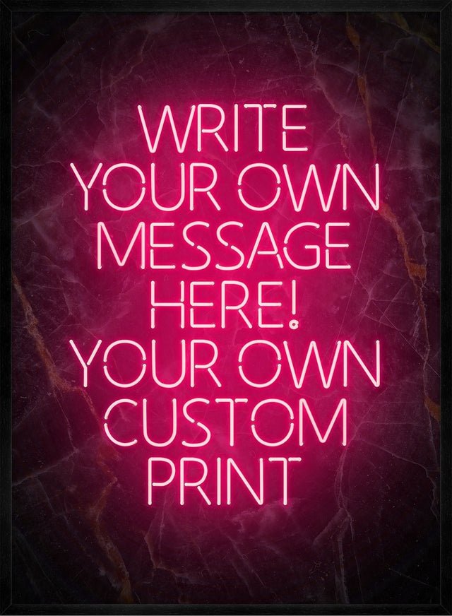Red Neon Centered Black and Gold Print