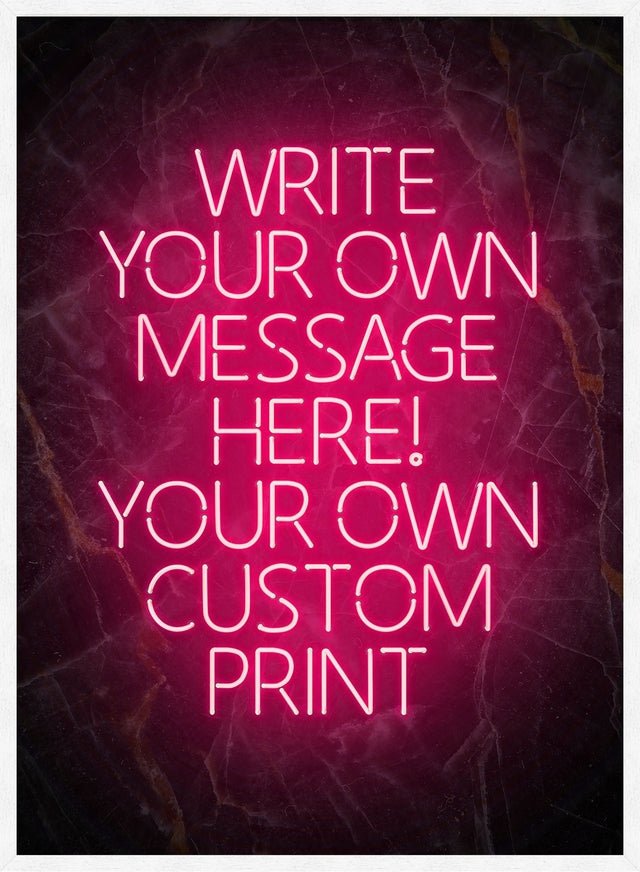 Red Neon Centered Black and Gold Print