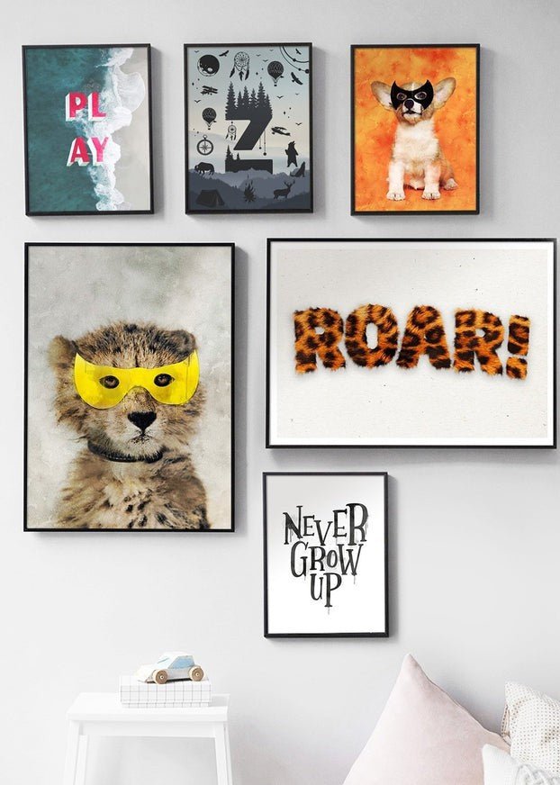 Roar Typographic Quote Tiger Pattern Print