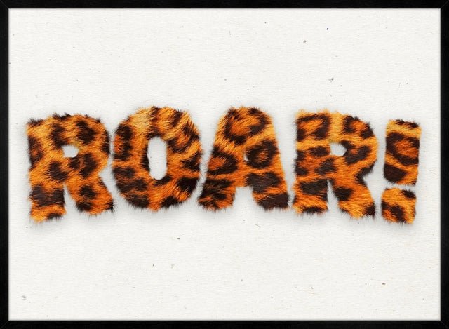 Roar Typographic Quote Tiger Pattern Print