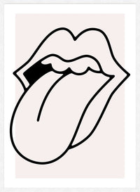 Rock Lips Tongue Black And White Print