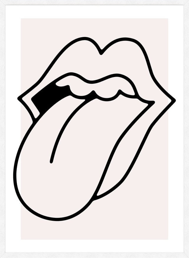 Rock Lips Tongue Black And White Print