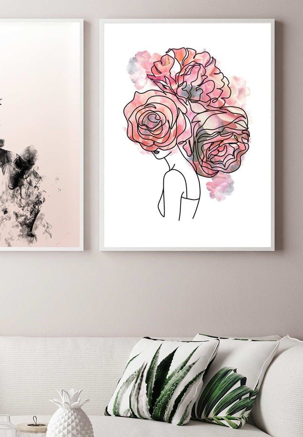 Roses Hair Line Art Print