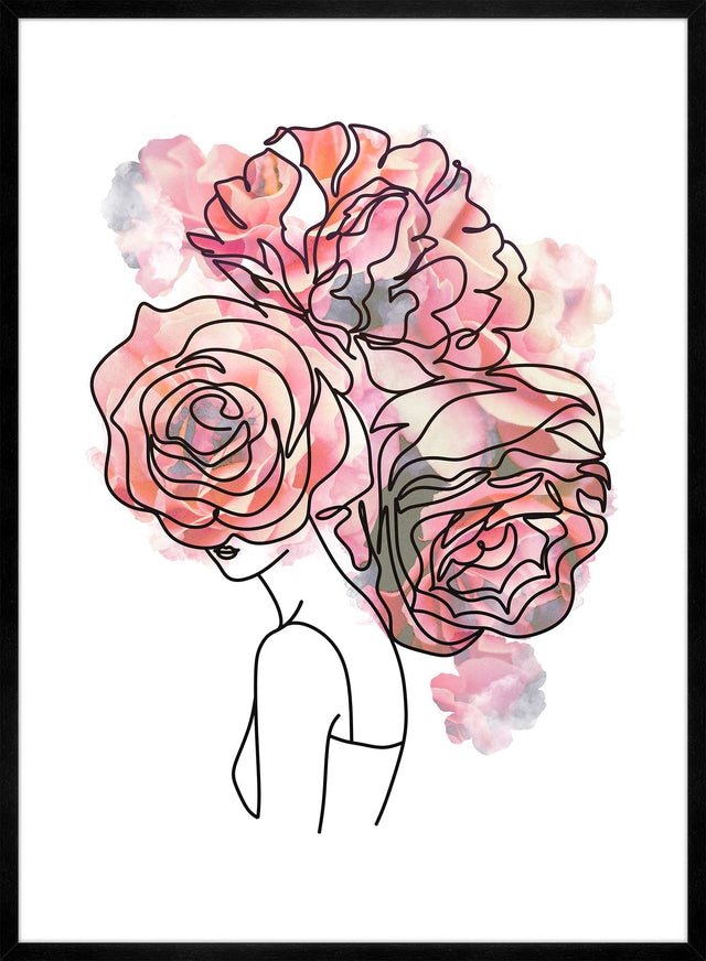 Roses Hair Line Art Print