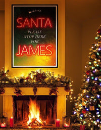Santa Please Stop Here Custom Neon Print