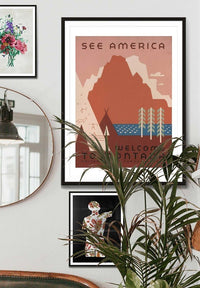 See America Montana Vintage Travel Tourism Poster Print
