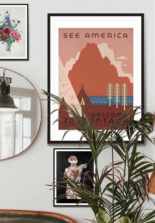See America Montana Vintage Travel Tourism Poster Print