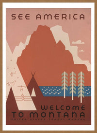 See America Montana Vintage Travel Tourism Poster Print