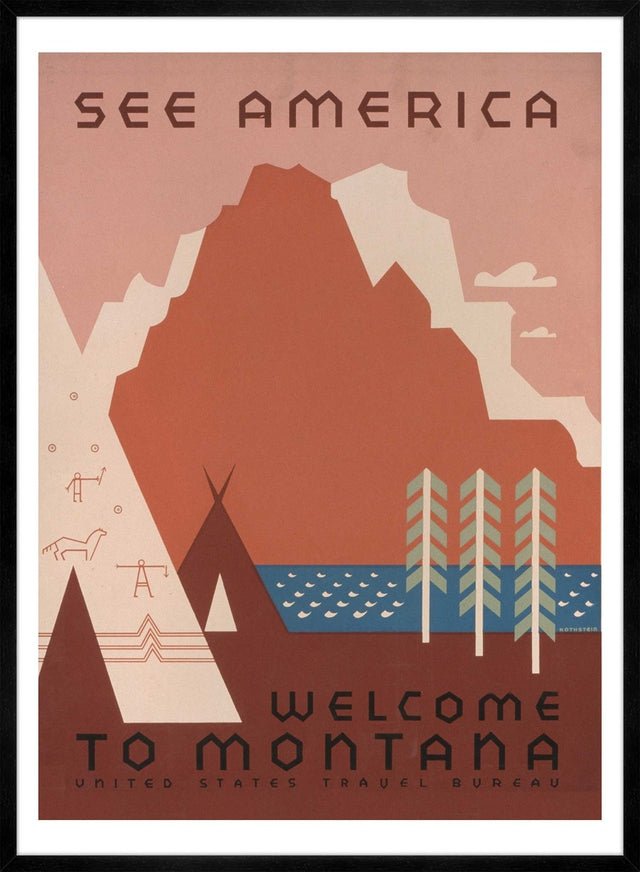 See America Montana Vintage Travel Tourism Poster Print