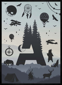 Single Outdoor Wilderness Letter Personalised Initial Print