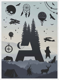 Single Outdoor Wilderness Letter Personalised Initial Print