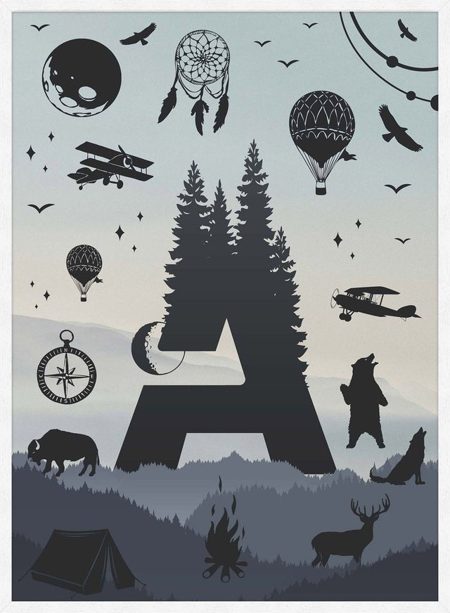 Single Outdoor Wilderness Letter Personalised Initial Print
