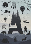 Single Outdoor Wilderness Letter Personalised Initial Print
