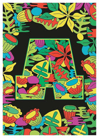Single Pattern Leafy Letter Personalised Initial Green Print
