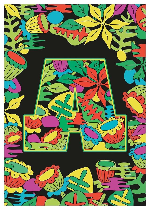 Single Pattern Leafy Letter Personalised Initial Green Print