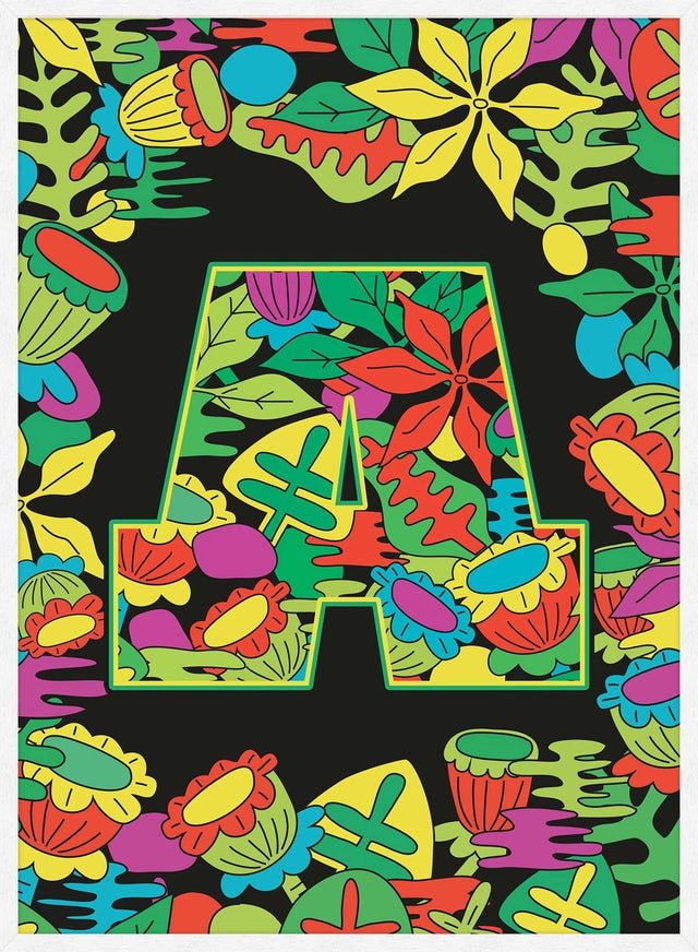 Single Pattern Leafy Letter Personalised Initial Green Print