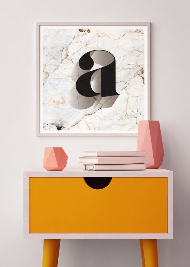 Single Serif Letter Print Black + Marble