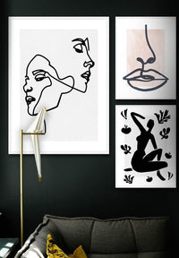 Sitting Woman Black and White Painting Print