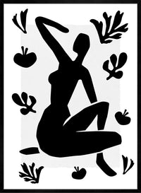 Sitting Woman Black and White Painting Print