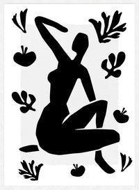 Sitting Woman Black and White Painting Print
