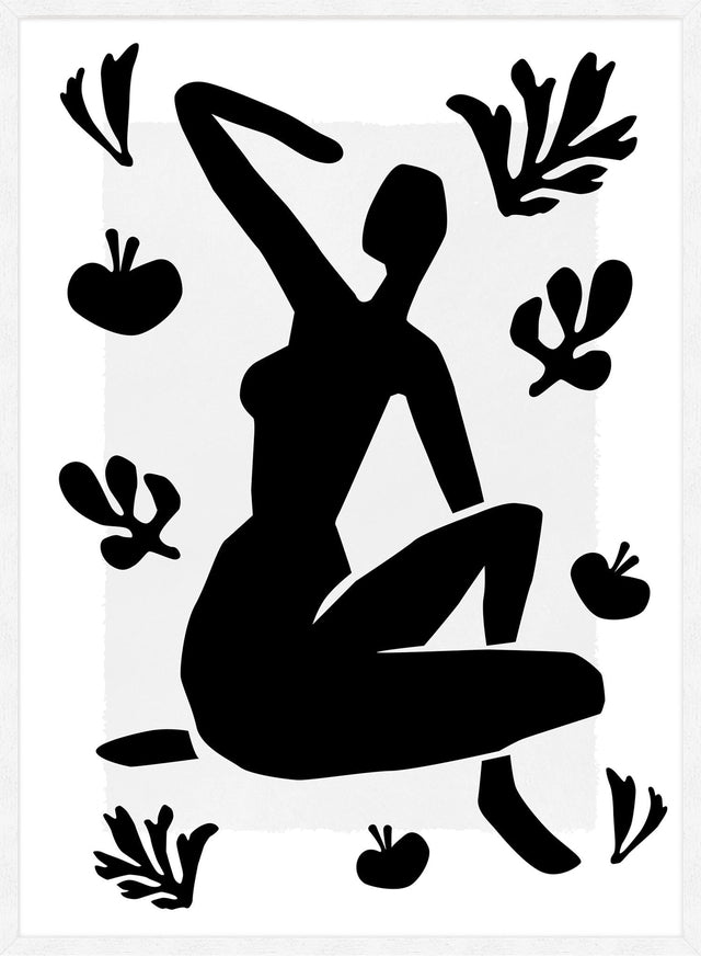 Sitting Woman Black and White Painting Print