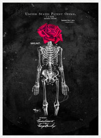 Skeleton Rose Print Black