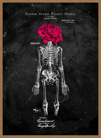 Skeleton Rose Print Black