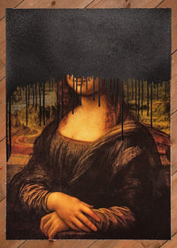 Sparkling Black Glitter Drippy Mona Lisa Print Limited Edition