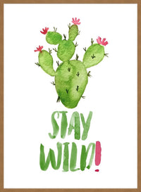 Stay Wild Cactus Watercolour Quote Print