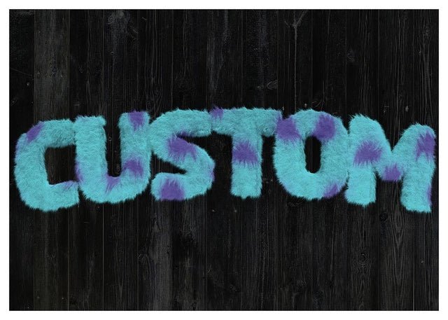 Sully Monster Fur Black Wood Personalised Name Print