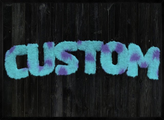 Sully Monster Fur Black Wood Personalised Name Print