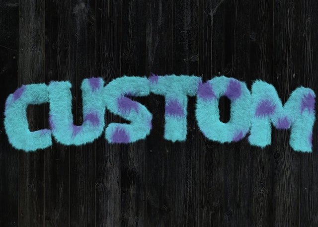 Sully Monster Fur Black Wood Personalised Name Print
