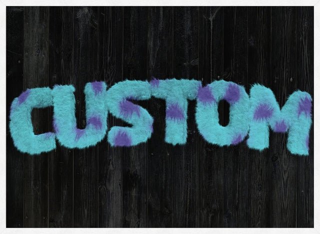 Sully Monster Fur Black Wood Personalised Name Print