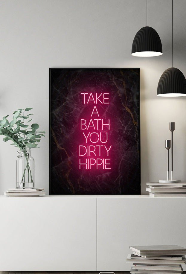 Take A Bath Hippie Black Marble Print