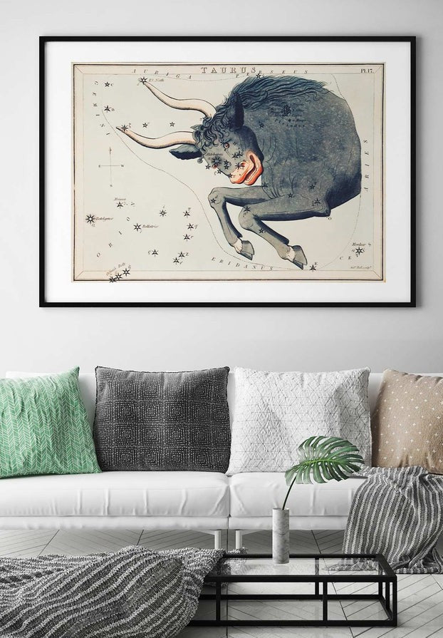 Taurus Astrology Space Vintage Antique Print