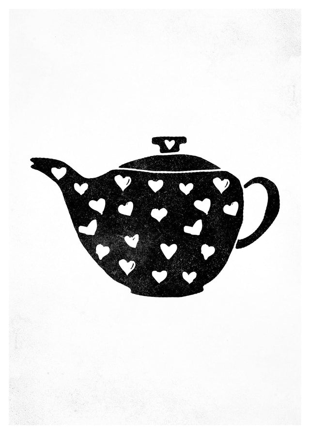 Teapot Silhouette Hearts Print