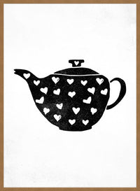 Teapot Silhouette Hearts Print