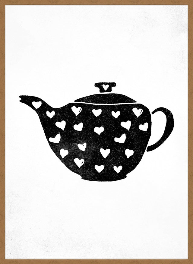 Teapot Silhouette Hearts Print