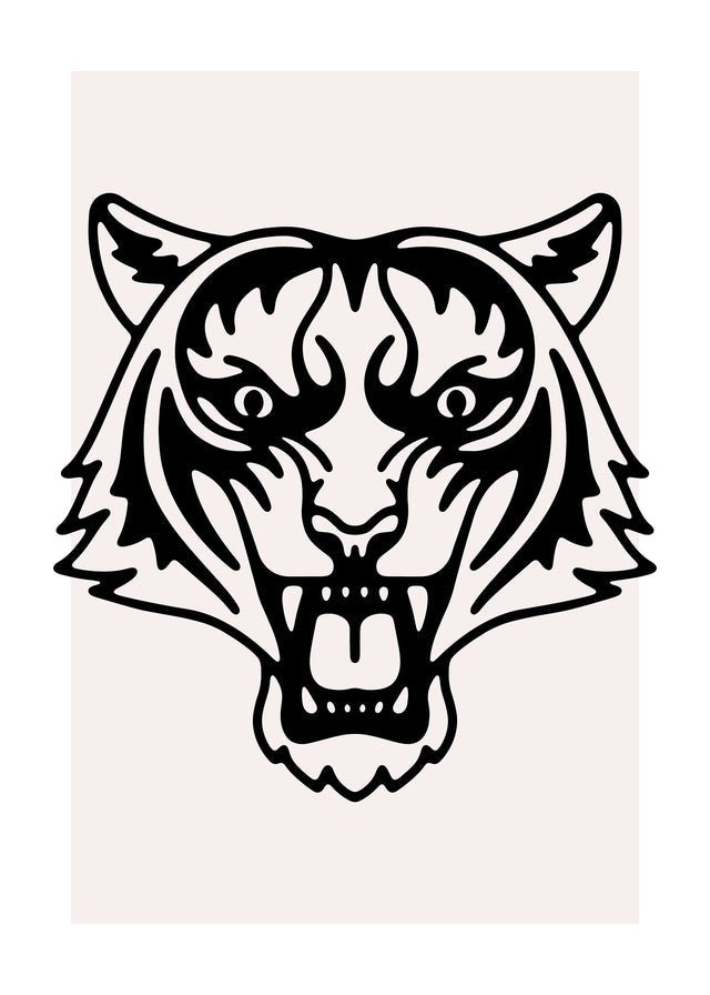 Tiger Animal Black And White Portrait Print