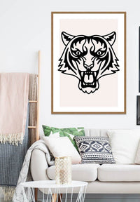 Tiger Animal Black And White Portrait Print